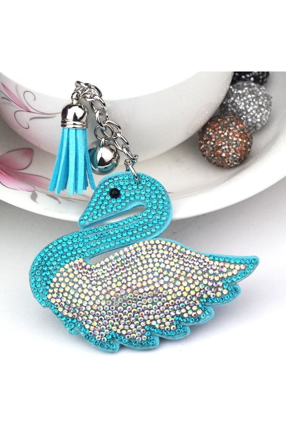 Creative Little Swan Korean Velvet Rhinestone Keychain