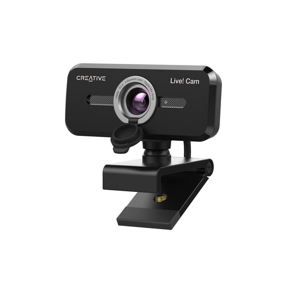 Creative Live! Cam Sync 1080p V2 Full HD Wide-Angle USB Webcam with Auto Mute and Noise Cancellation for Video Calls, Improved Dual Built-in Mic, Privacy Lens Cap, Universal Tripod Mount