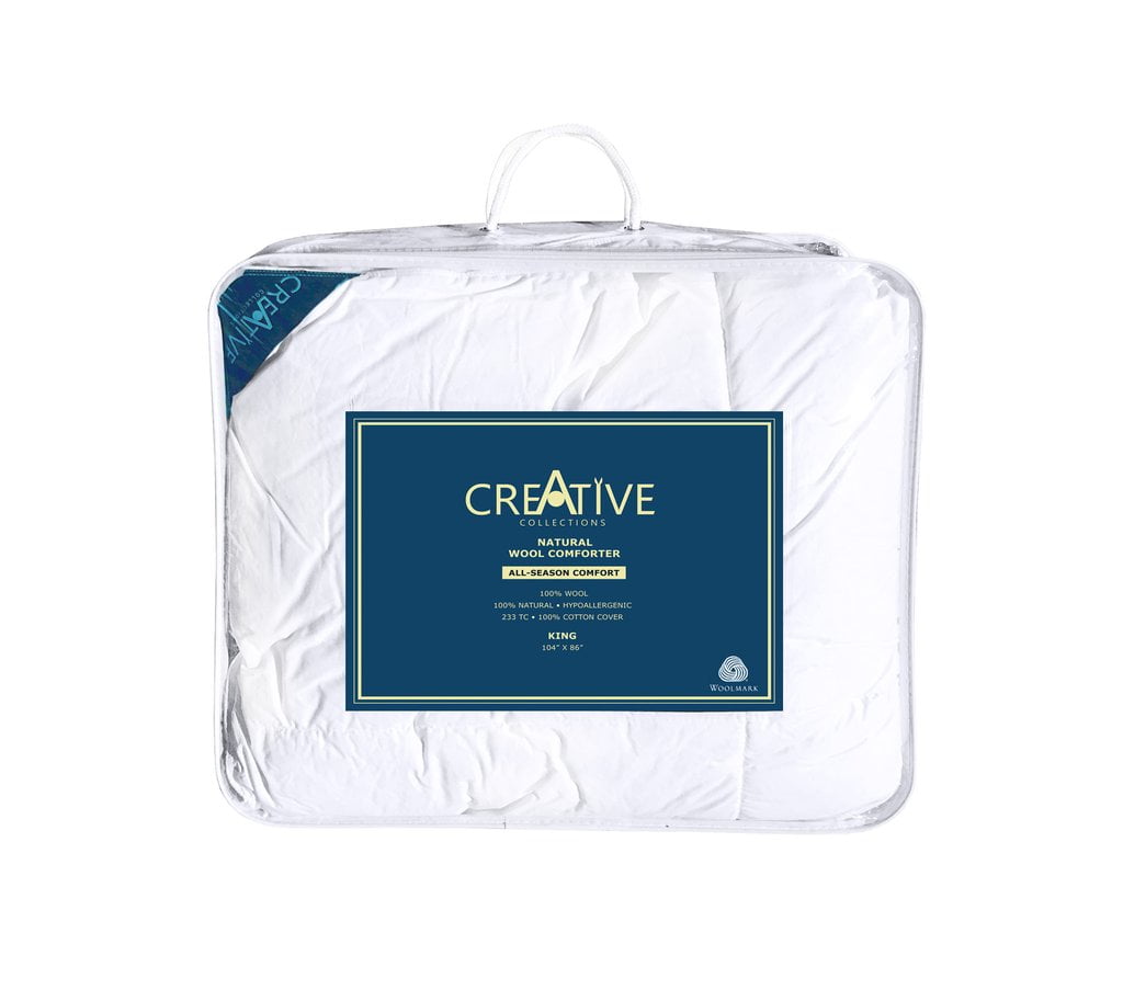Creative Living Solutions 100 Wool Bed Comforter 100 Cotton Case King Size All Season DRY
