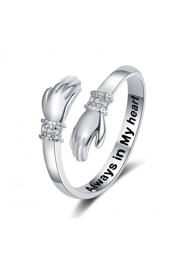 Creative Love Hug Hands Diamond-studded Ring Female