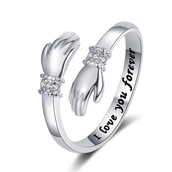 Creative Love Hug Hands Diamond-studded Ring Female