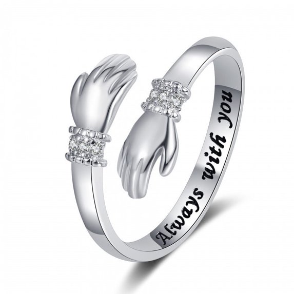 Creative Love Hug Hands Diamond-studded Ring Female
