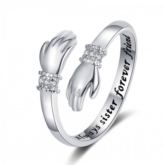 Creative Love Hug Hands Diamond-studded Ring Female