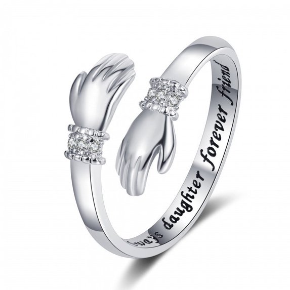 Creative Love Hug Hands Diamond-studded Ring Female