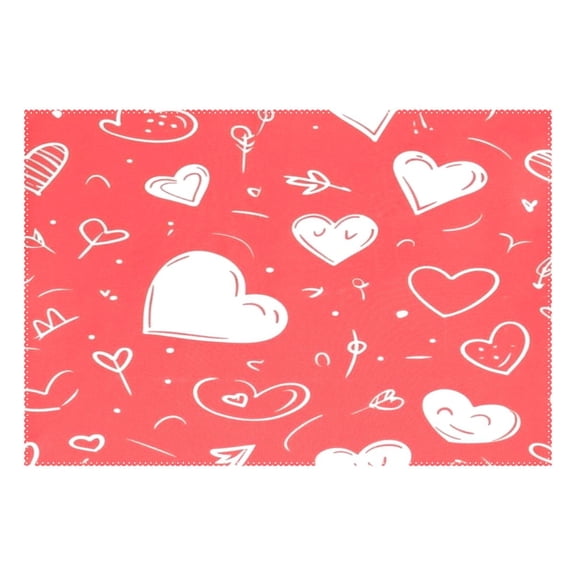 Creative Love Pattern Design 12x18in Heat-Resistant Non-Slip Place Mat, Durable and Wrinkle-Resistant