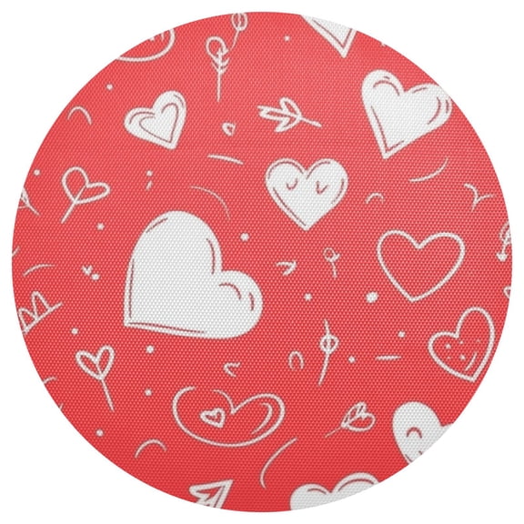 Creative Love Pattern Design 15.4in Diameter PVC Plate Mat, Heat-Resistant and Cuttable, Kitchen Decor