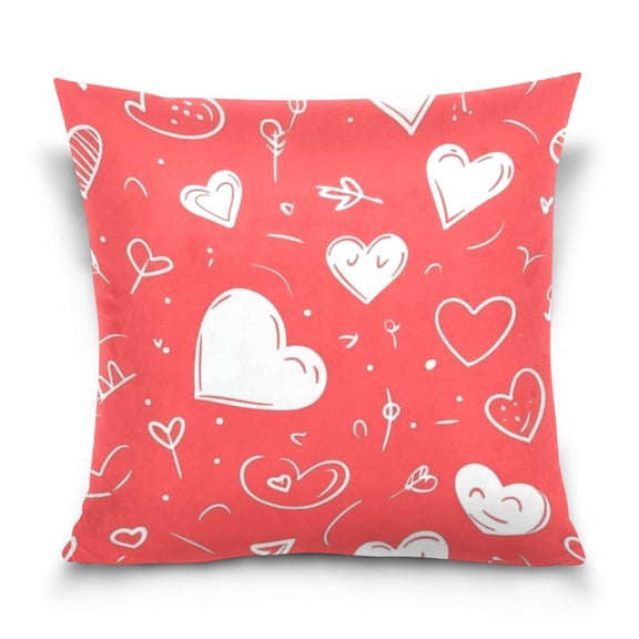 Creative Love Pattern Design 16x16 Inch Plush Velvet Pillowcase Double Sided Print, Hidden Zipper