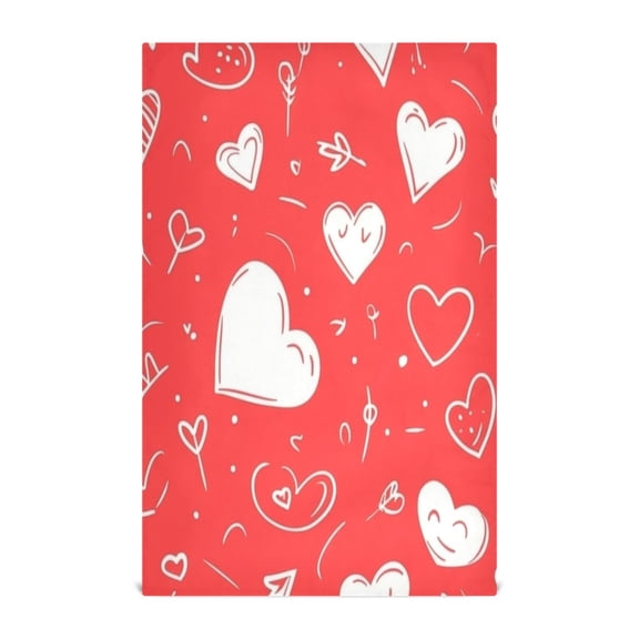 Creative Love Pattern Design Decorative Waffle Towel Kitchen Dishcloth 28x18in Multi-Use Tea Towel