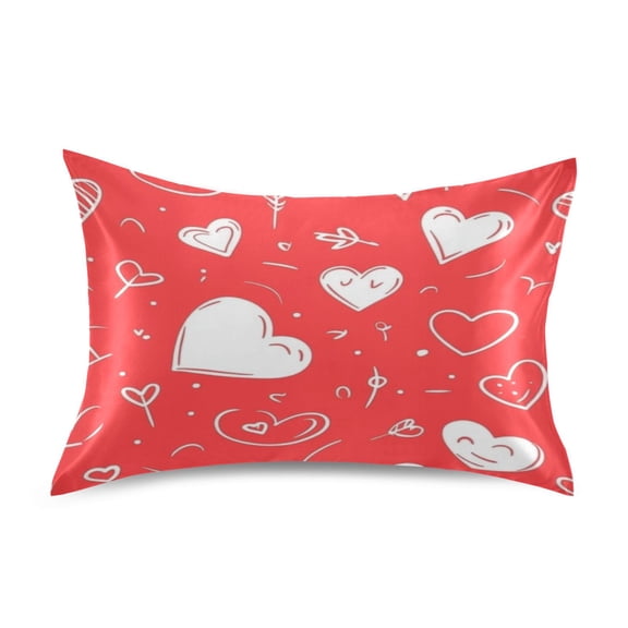 Creative Love Pattern Design Luxury Silky Soft Pillowcase Standard Size Wrinkle Resistant Envelope Closure 20x26in