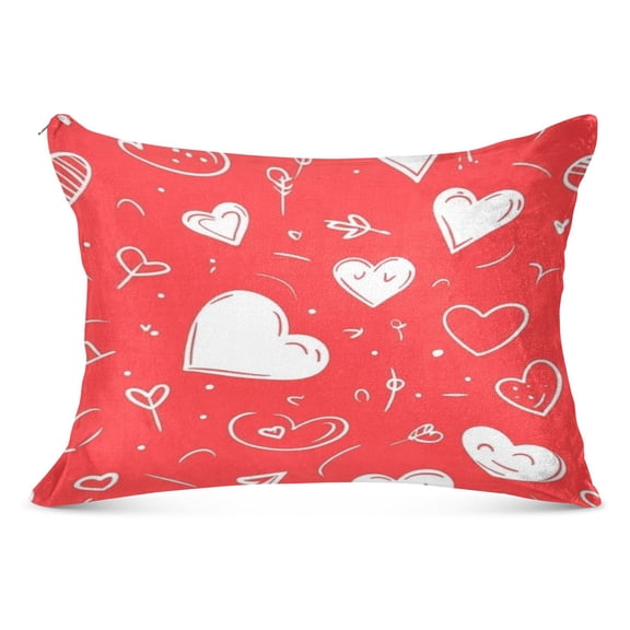Creative Love Pattern Design Soft Plush Pillow Cover, Zippered Design, Comfortable for Bedroom and Sofa