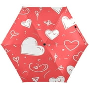 Creative Love Pattern Design Umbrellas for Sun Auto Open Close UV50+ Waterproof 5-Fold Compact Fiberglass Frame