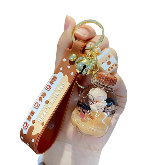 Creative Lucky Bottle Keychain, Interesting Bubble Moving Liquid Key Ring,Bag Pendant Key Holder