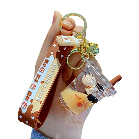 Creative Lucky Bottle Keychain, Interesting Bubble Moving Liquid Key Ring,Bag Pendant Key Holder