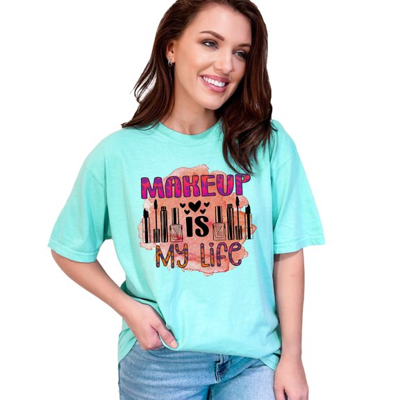 Creative Makeup Is My Life feat. Mascara and Lipsticks, Chalky Mint Comfort Colors T-Shirt, 3XL