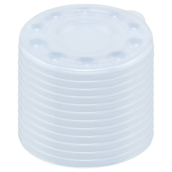 Creative Mark 10-Well Round Plastic Paint Palette with Lid - Pack of 12, Durable, Reusable, Solvent-Resistant, with Oversized Paint Wells For Students, Artists, Teachers - 7.4ml (0.25oz) per Well