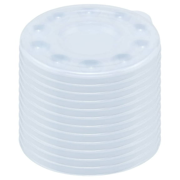 Creative Mark 10-Well Round Plastic Paint Palette with Lid - Pack of 12, Durable, Reusable, Solvent-Resistant, with Oversized Paint Wells For Students, Artists, Teachers - 7.4ml (0.25oz) per Well