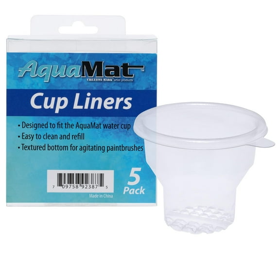 Creative Mark AquaMat Liner 5 Pack - Reusable Paint Brush Cleaner Rinse Cup for AquaMat Collapsible Paint Cup, Durable Textured Bottom  Paint Water Cup  for Quick Water Change, Non-Collapsible Design