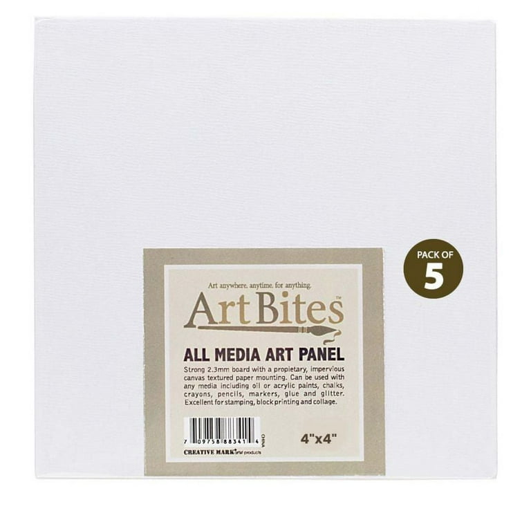 Creative Mark ArtBites Canvas Textured Boards 5-Pack - 2.3mm Stock Board  Mounted Mini Canvases for Painting, Sketching, Printing & More! - 4x4 