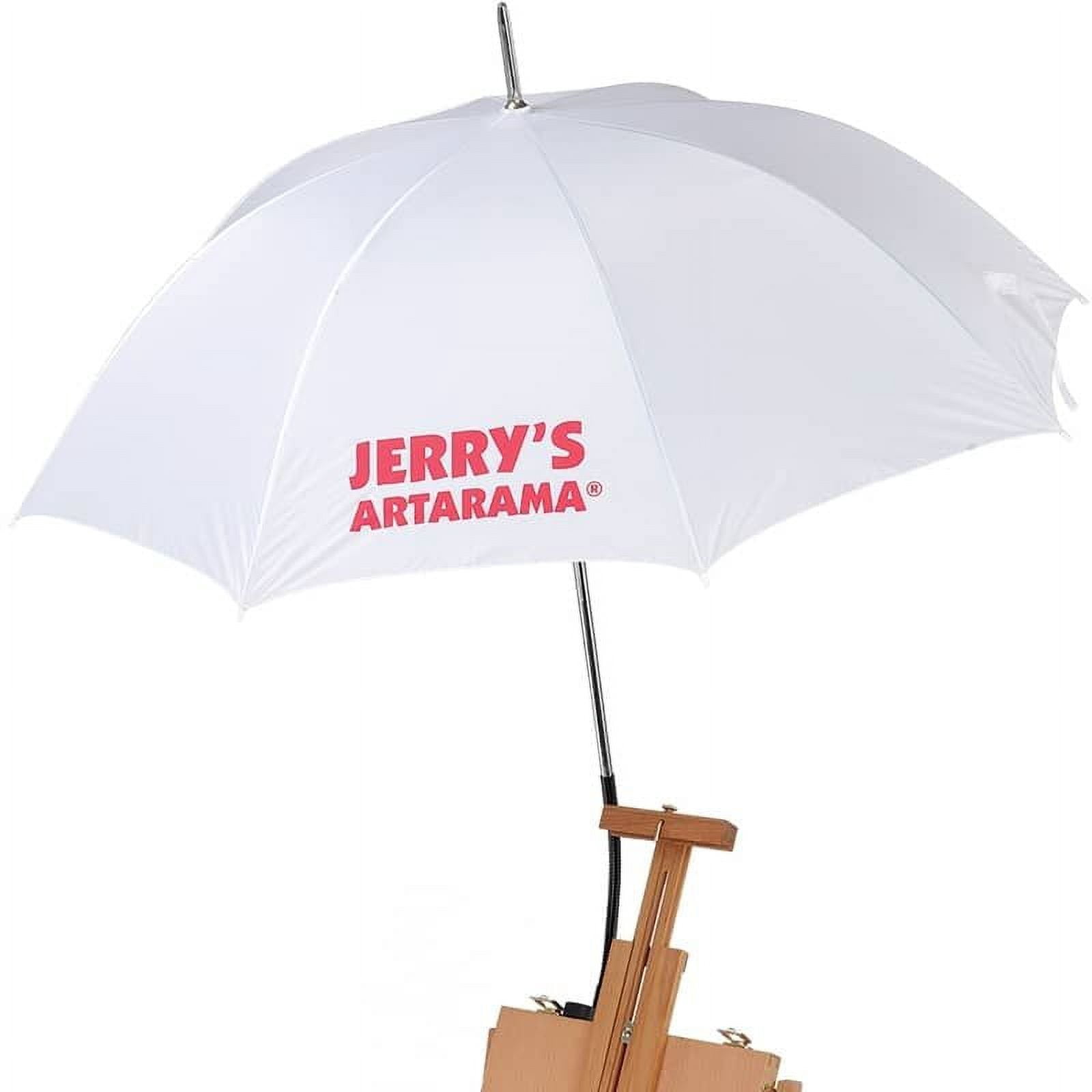 Creative Mark Artist UV Protection Sunscreen Easel Umbrella, Mountable, Waterproof & Flexible Gooseneck with Clamp Mount - White 54 Inch Open Diameter