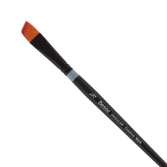 Creative Mark Beste Golden Taklon Hair Brushes - Watercolor Paint Brushes for Acrylic, Watercolor, Water-Soluble Oil, and Any Wet Paint - Angular Curve Maker - 1/2"