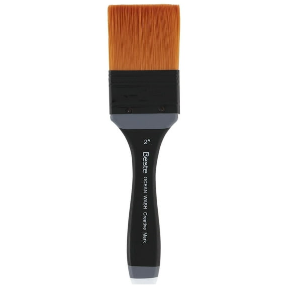 Creative Mark Beste Golden Taklon Hair Brushes - Watercolor Paint Brushes for Acrylic, Watercolor, Water-Soluble Oil, and Any Wet Paint - Ocean Wash - 2"