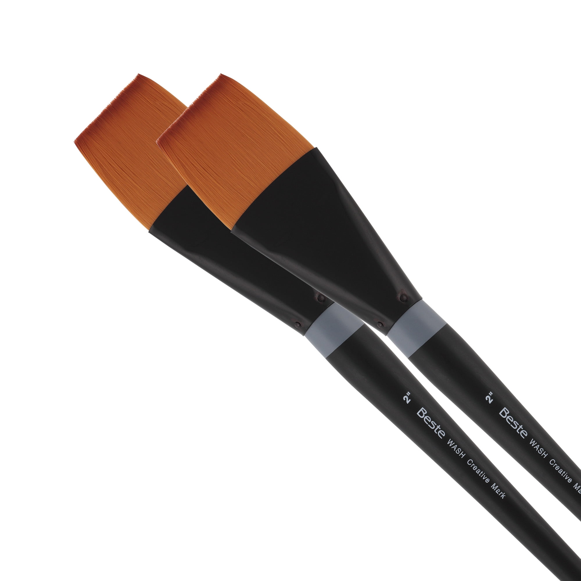 Creative Mark Beste Golden Taklon Hair Brushes - Watercolor Paint Brushes for Acrylic, Watercolor, Water-Soluble Oil, and Any Wet Paint - Wash - 2" - 2 Pack