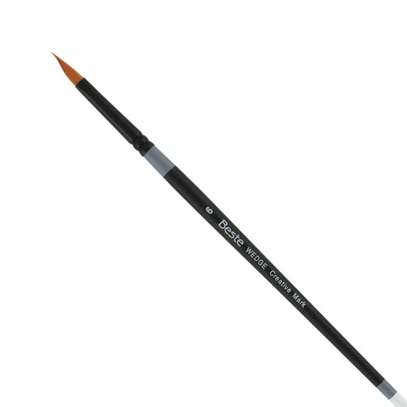 Creative Mark Beste Golden Taklon Hair Brushes - Watercolor Paint Brushes for Acrylic, Watercolor, Water-Soluble Oil, and Any Wet Paint - Wedge - 6
