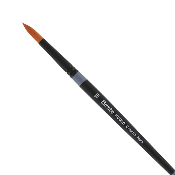 Creative Mark Beste Golden Taklon Round #10 Artist Brush, Professional Watercolor Brushes, For Acrylic Painting, Short Handle, Sharp Edges, Hand-Tied & Shaped