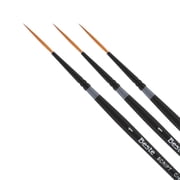 Creative Mark Beste Golden Taklon Script Liner #1 - 3 Pack Artist Paint Brush, Professional Watercolor Brushes, For Acrylic Painting, Short Handle, Sharp Edges, Hand-Tied & Shaped