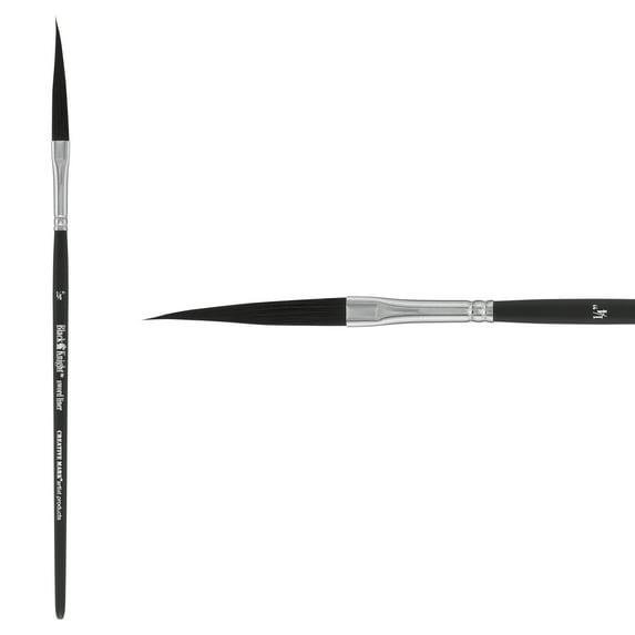 Creative Mark Black Knight Artist Liner Brush, Synthetic Short Handle Watercolor Paint Brush, 1/4in sword liner