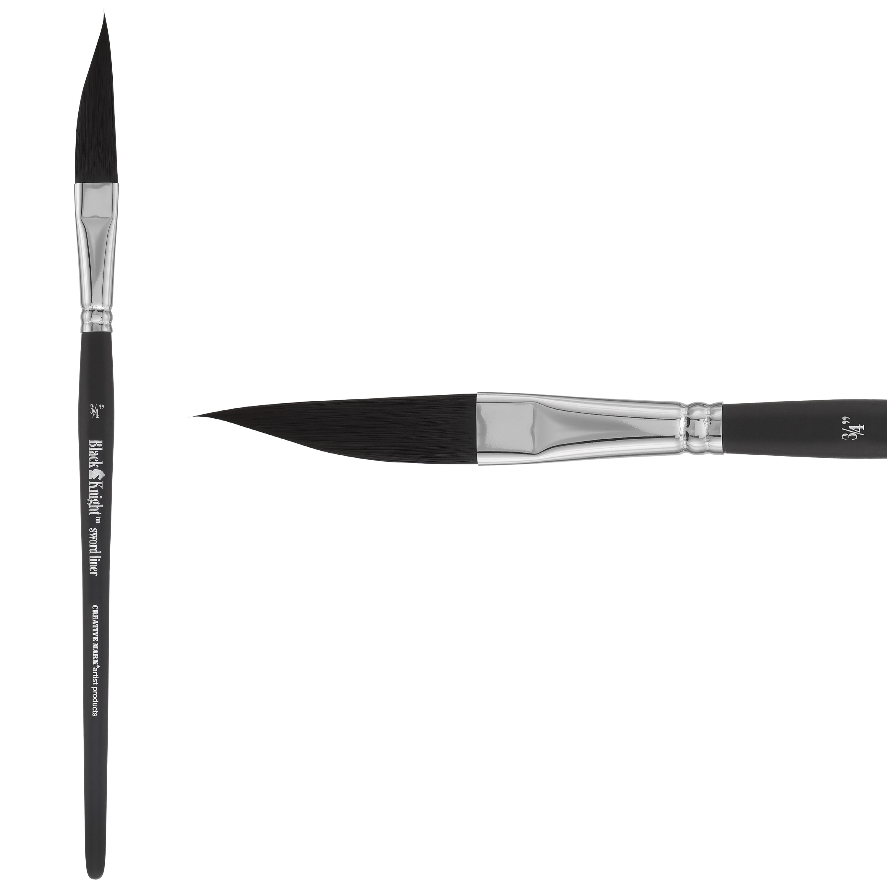 Creative Mark Black Knight Artist Liner Brush, Synthetic Short Handle