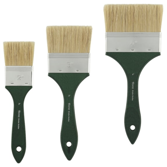 Creative Mark Bonn Bristle Blend Mottler Brush Set - Mottler Synthetic Hair Paint Brush for Large Scale Work, Acrylic or Oil Paint, and Artists - Large Set of 3 (2", 3", & 4")