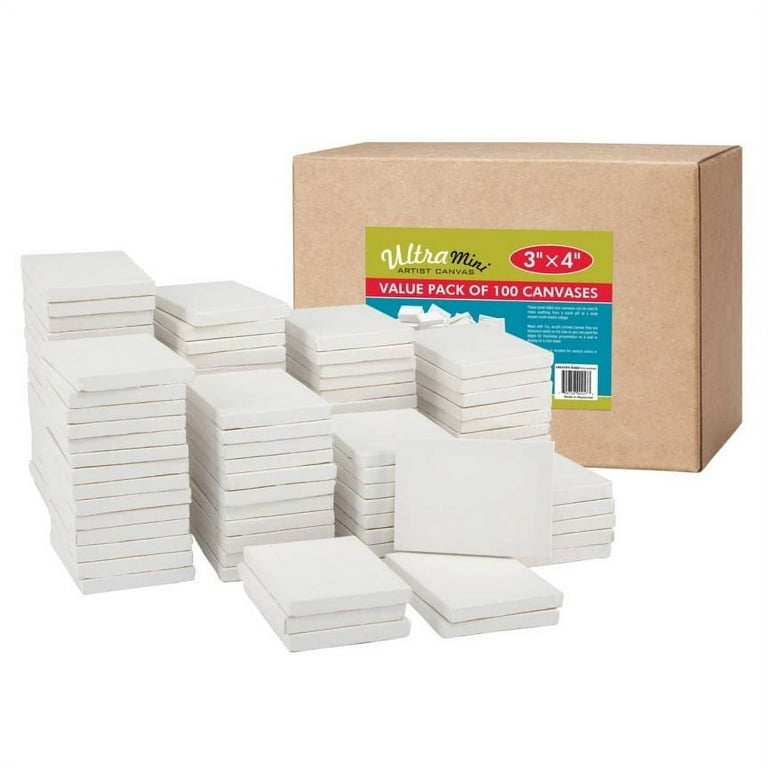 Creative Mark Box of 100 3x4 Ultra Mini Canvases for Painting, Great for  Acrylic, Oil, or Tempera Paint 