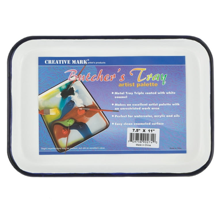 Creative Mark Butcher Tray Palette - Triple Coated Enamel Tray Palette for  Painting, Color Theory, Mixing, and more! - 7.5 x 11
