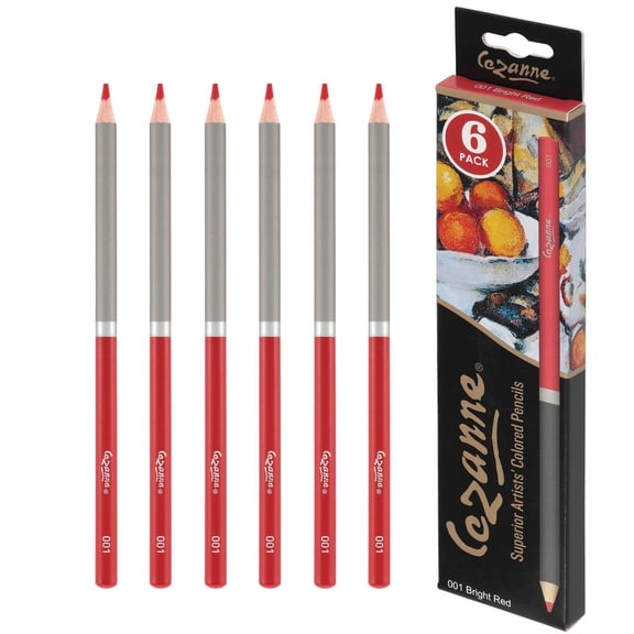 Creative Mark Cezanne Premium Colored Pencils Bright Red 6 Pack - Highly-Pigmented Drawing Pencils - Coloring Pencils for Drawing, Blending, Coloring, and More