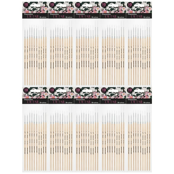 Creative Mark Disposable Detail Brushes - 100 Pack - Disposable Detail Brushes for One-Time Use Painting, Commissions, Miniatures, Crafts