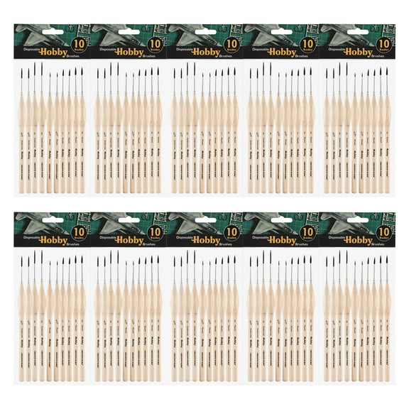 Creative Mark Disposable Detail Brushes - 100 Pack - Disposable Hobby Brushes for One-Time Use Painting, Commissions, Miniatures, Crafts