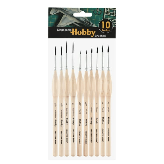 Creative Mark Disposable Detail Brushes - Disposable Hobby Brushes for One-Time Use Painting, Commissions, Teachers, Classrooms, & More! - Set of 10