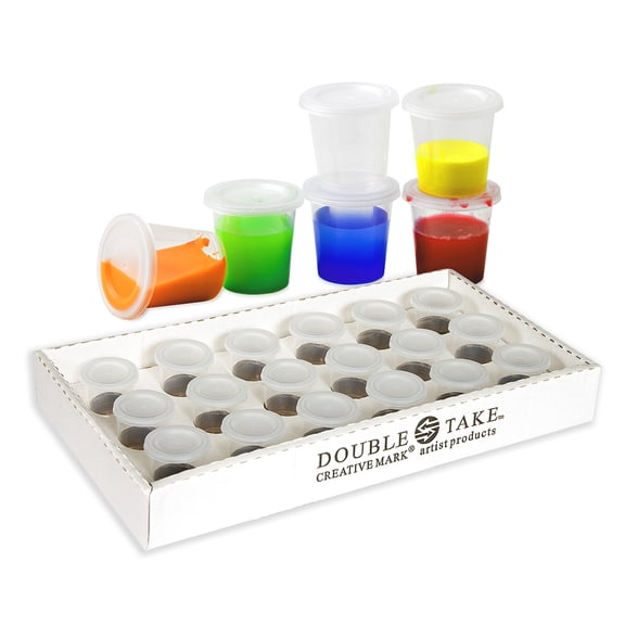 Creative Mark Mixing Cups Set of 18, 1 Oz - Unbreakable Plastic Refill Cups with Lids, Spill-Resistant, Acrylic Paints, Watercolors, Inks, Double-Take Palette Compatible