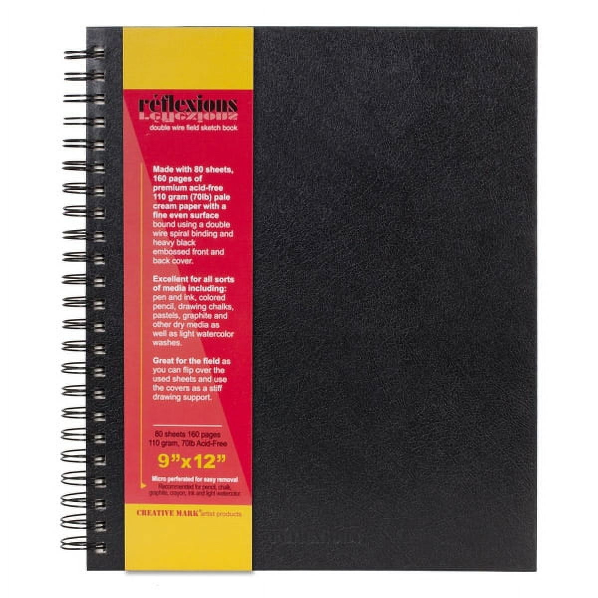 Creative Mark Double Wire Bound Sketch Book Journal - Mixed Media Friendly  - Textured Paper with Hard Cover For Sketching - For Markers, Pens, Colored  Pencils, Drawing Chalks, Pastels - 9 x 12 