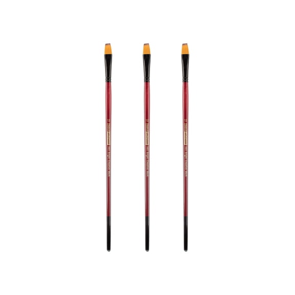 Creative Mark Ebony Splendor Long-Handled Synthetic Sable Paint Brush, Bright # 12, Pack of 3, Teijin Multi-Filament Hair, Handcrafted Synthetic Paint Brushes for Acrylic, Watercolor Painting and More