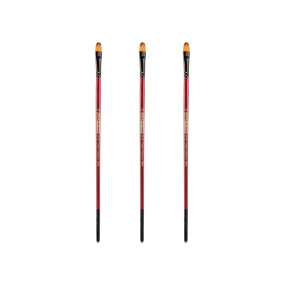 Creative Mark Ebony Splendor Long-Handled Synthetic Sable Paint Brush, Filbert # 10, Pack of 3, Teijin Multi-Filament Hair, Handcrafted Synthetic Paint Brushes for Acrylic, Watercolor Painting & More