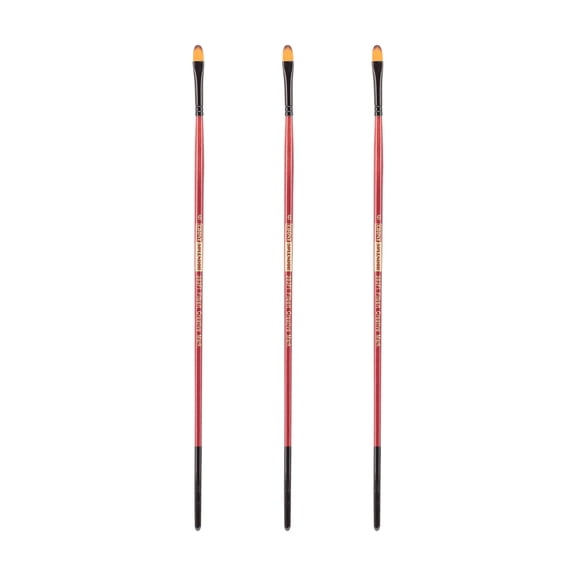 Creative Mark Ebony Splendor Long-Handled Synthetic Sable Paint Brush, Filbert # 6, Pack of 3, Teijin Multi-Filament Hair, Handcrafted Synthetic Paint Brushes for Acrylic, Watercolor Painting and More