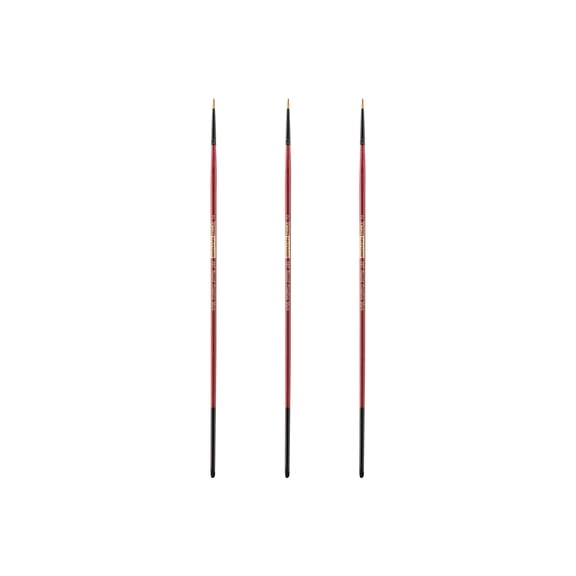 Creative Mark Ebony Splendor Long-Handled Synthetic Sable Paint Brush, Round # 2, Pack of 3, Teijin Multi-Filament Hair, Handcrafted Synthetic Paint Brushes for Acrylic, Watercolor Painting and More