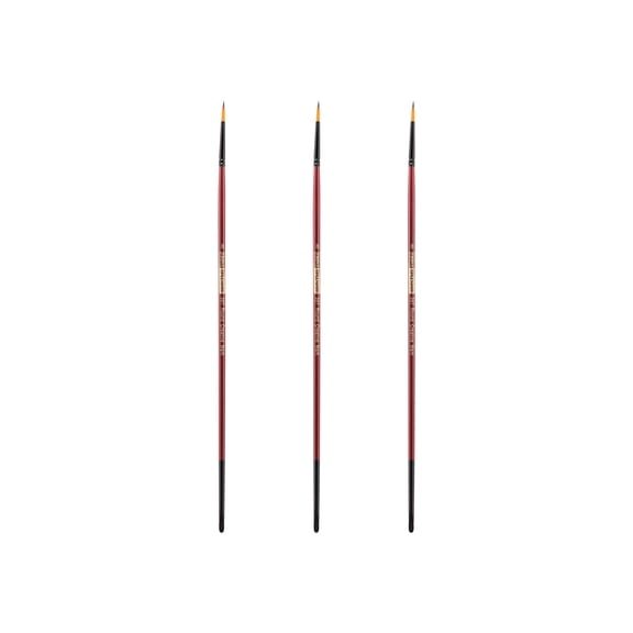 Creative Mark Ebony Splendor Long-Handled Synthetic Sable Paint Brush, Round # 8, Pack of 3, Teijin Multi-Filament Hair, Handcrafted Synthetic Paint Brushes for Acrylic, Watercolor Painting and More