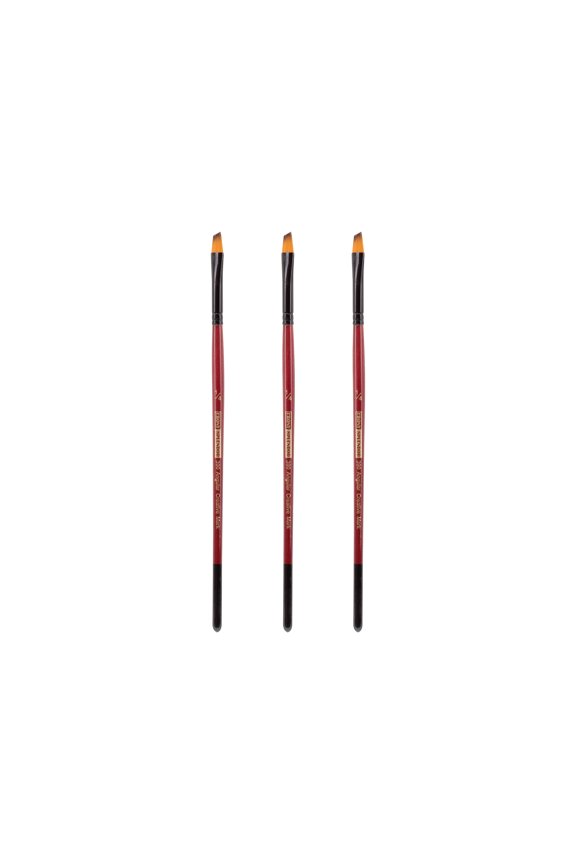 Ebony Splendor Short-Handle Synthetic Sable Paint Brush, Angular 1/4 in, Pack of 3, Teijin Multi-Filament Hair, Handcrafted Synthetic Paint Brushes for Acrylic, Watercolor and More