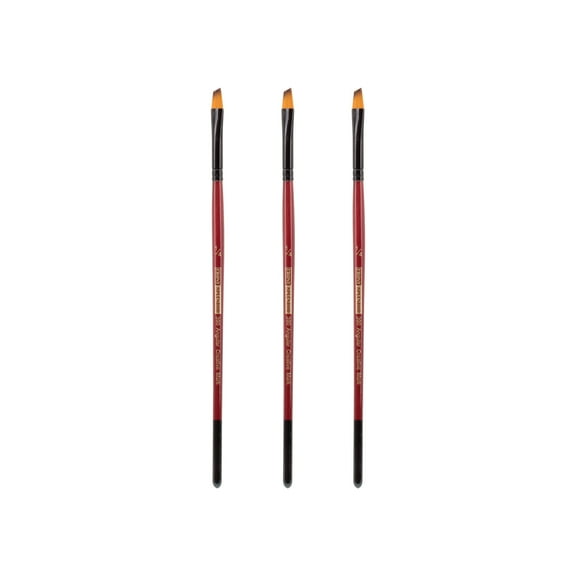 Creative Mark Ebony Splendor Short-Handle Synthetic Sable Paint Brush, Angular 1/4 in, Pack of 3, Teijin Multi-Filament Hair, Handcrafted Synthetic Paint Brushes for Acrylic, Watercolor and More