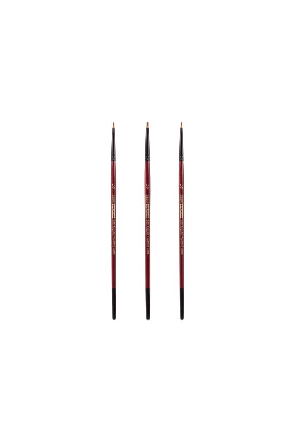 Ebony Splendor Short-Handle Synthetic Sable Paint Brush, Angular 1/8 in, Pack of 3, Teijin Multi-Filament Hair, Handcrafted Synthetic Paint Brushes for Acrylic, Watercolor & More