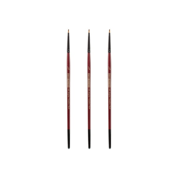 Creative Mark Ebony Splendor Short-Handle Synthetic Sable Paint Brush, Angular 1/8 in, Pack of 3, Teijin Multi-Filament Hair, Handcrafted Synthetic Paint Brushes for Acrylic, Watercolor & More