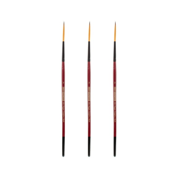 Creative Mark Ebony Splendor Short-Handled Synthetic Sable Paint Brush, Rigger # 2, Pack of 3, Teijin Multi-Filament Hair, Handcrafted Synthetic Paint Brushes for Acrylic, Watercolor Painting and More